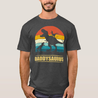Pappa Dinosaur Daddysaurus 2 children Fars dag Gif T Shirt