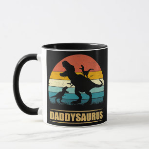 Pappa Dinosaur Daddysaurus 2 Kids Fars dag Mugg