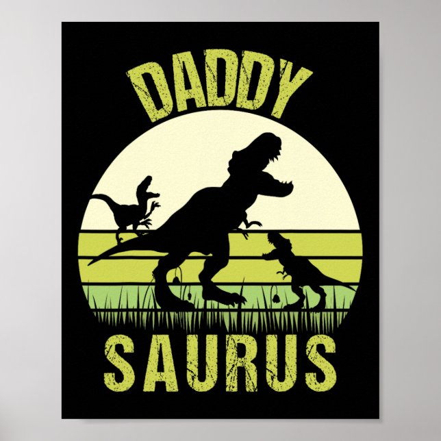 Pappa Dinosaur Daddysaurus 2 Två barn Fars dag Poster (Framsidan)
