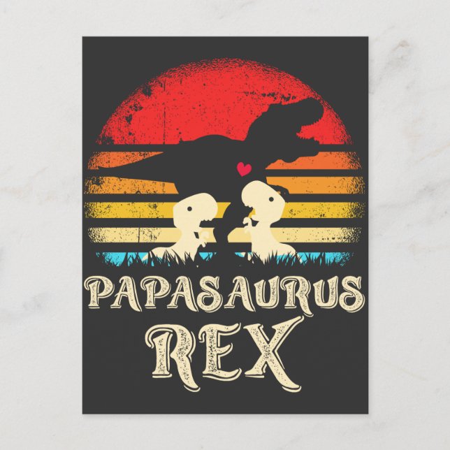 Pappa Dinosaur Rex Roliga Kräldjur Barn Vykort (Framsida)