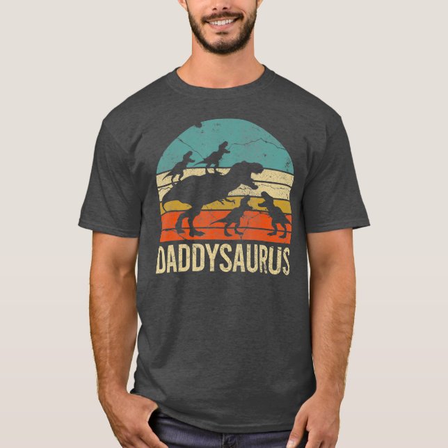 Pappa Dinosaur Shirt Daddysaurus Shirt Four Kid T Shirt (Framsida)