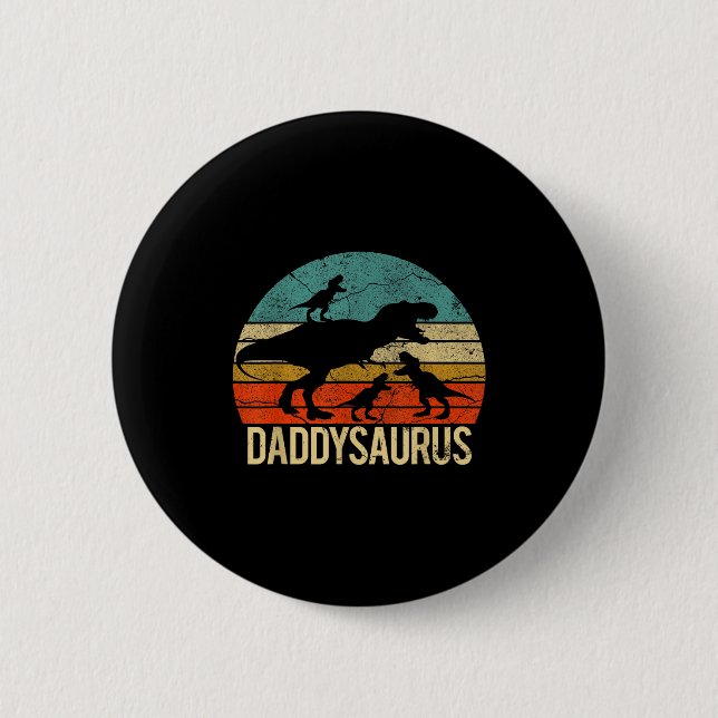 Pappa Dinosaurie Daddysaurus 3 Tre Barn Xmas Julpr Knapp (Framsida)
