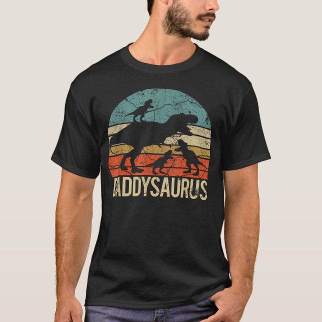 Pappa Dinosaurie Pappasaurus 3 Tre Jul T Shirt (Framsida)