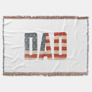 Pappa Djärv Patriotisk Amerikansk Flagga Fars Dag Filt