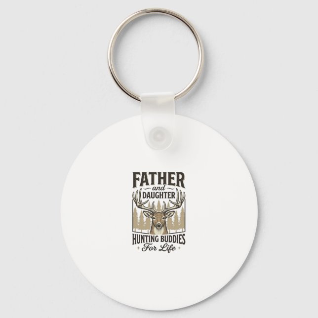 Pappa Dotter Jaktkompisar Hjort T-Shirt Design_ Nyckelring (Framsida)