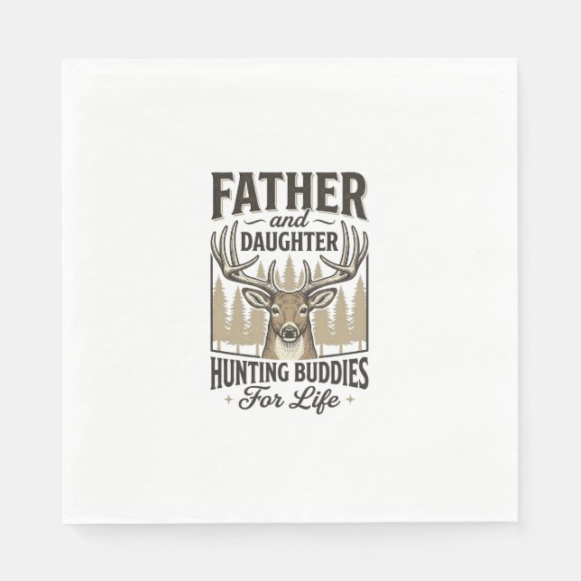 Pappa Dotter Jaktkompisar Hjort T-Shirt Design_ Pappersservett (Framsidan)