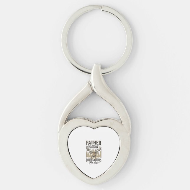Pappa Dotter Jaktkompisar Hjort Tröja Design_ Twisted Heart Silverfärgad Nyckelring (Framsidan)