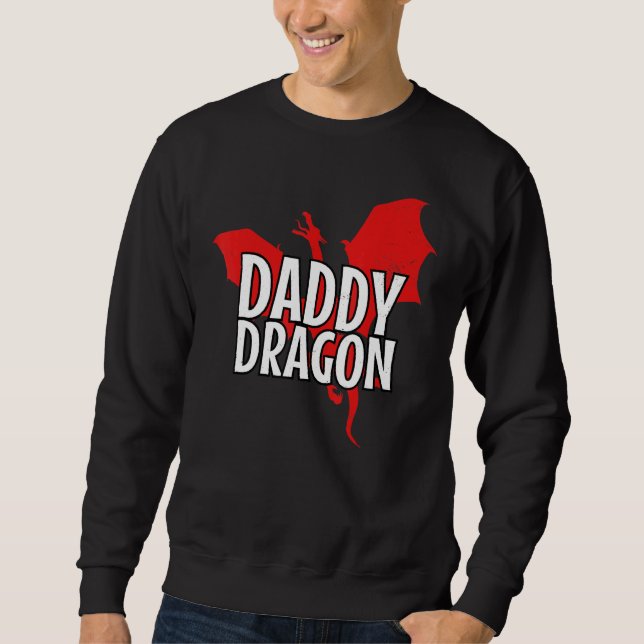 Pappa Dragon Mythical Legendary Creature Far Lång Ärmad Tröja (Framsida)
