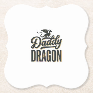 Pappa Drak Väldigt Gammalt Gravyr T-Shirt Design_1 Underlägg Papper