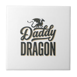 Pappa Drak Vintage Gravyr Tröja Design_1 Kakelplatta