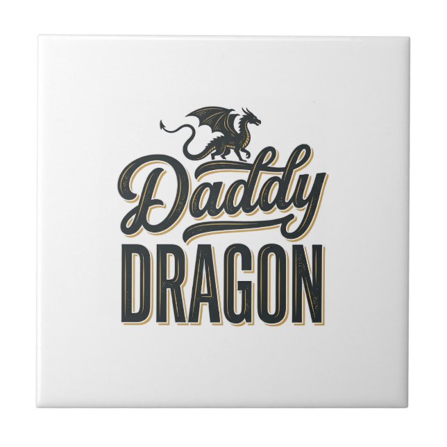 Pappa Drak Vintage Gravyr Tröja Design_1 Kakelplatta (Framsidan)