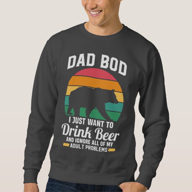 Pappa Drinks Beer Lång Ärmad Tröja (Framsida)