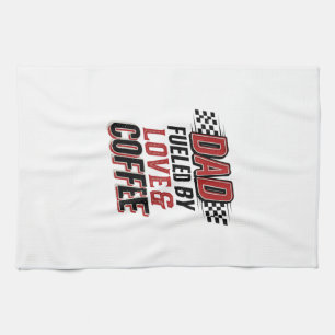 Pappa driven av kärlek och kaffe Racing T-shirt de Kökshandduk
