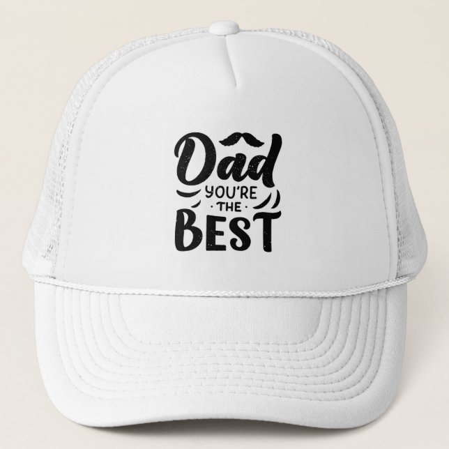 Pappa Du Är Den Bästa Svart Vitt Fars Dag Keps (Framsida)