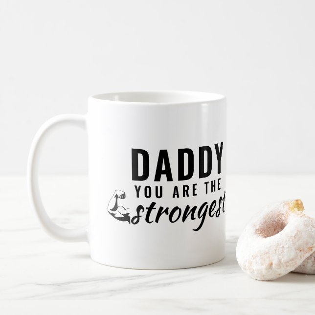 Pappa du är den starkaste Fars dag Kaffemugg (Med munk)