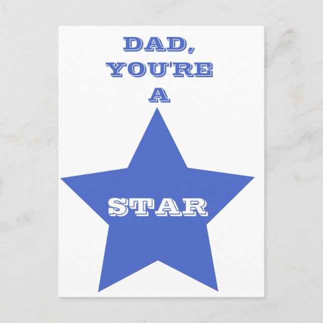 Pappa, du är en stjärna | Blue Star Vykort (Framsida)