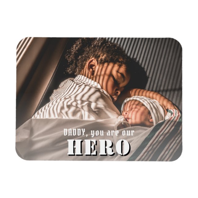Pappa du är Hero Photo Far's Day Magnet Card (Horisontell)
