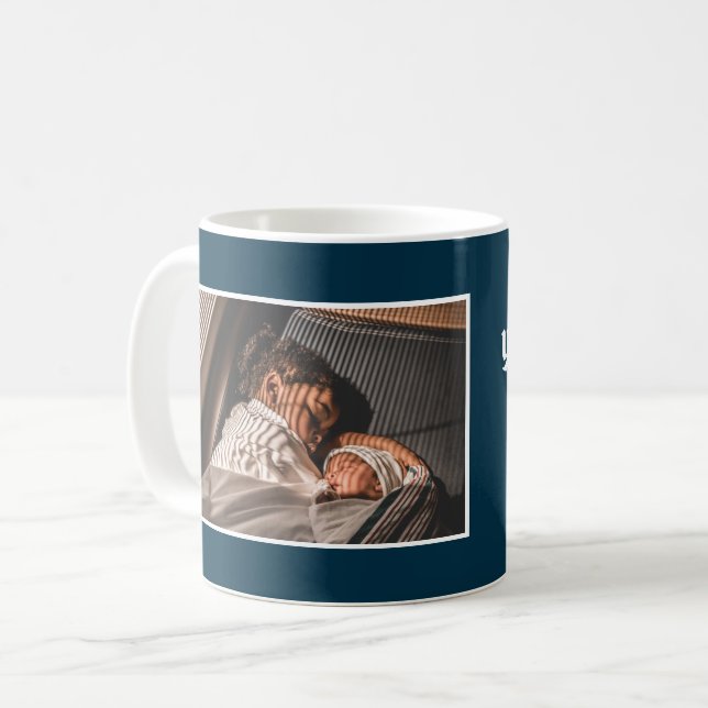 Pappa du är Hjälte Fars Dag Familjefoto  Kaffemugg (Framsida vänster)