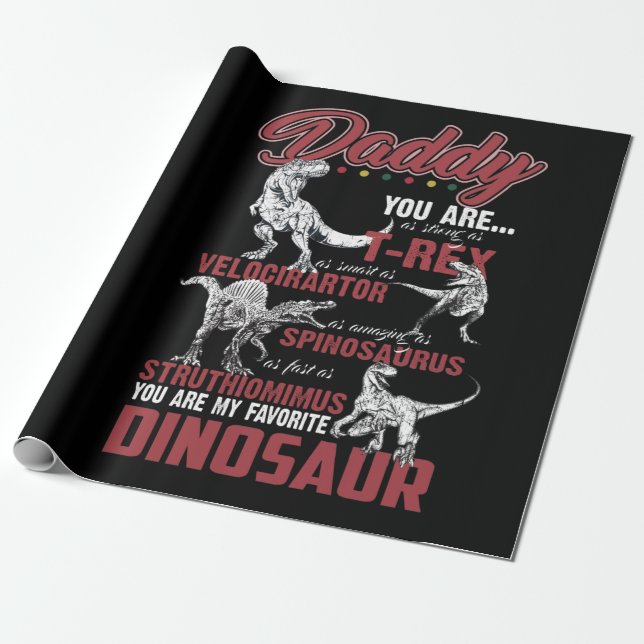 Pappa du är lika stark som T-rex Dinosaur Gift Presentpapper (Utrullad)