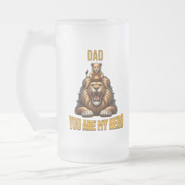 Pappa du är min Hero Frostat Ölglas (Vänster)