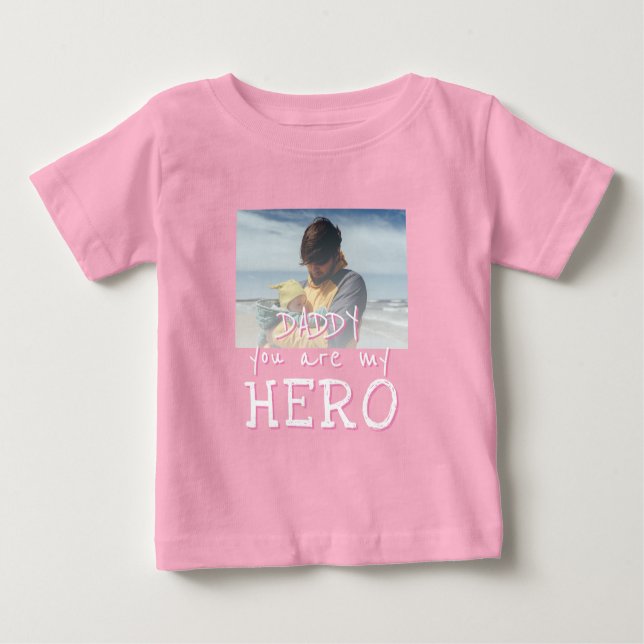 Pappa du är min Hero Typography Pappa Photo T Shirt (Framsida)