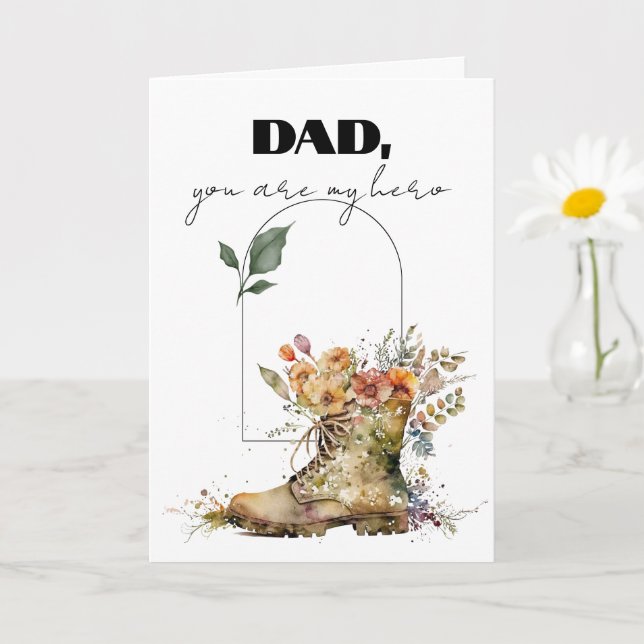 Pappa du är min hjälte Glad fars dag  Kort (Liten växt)