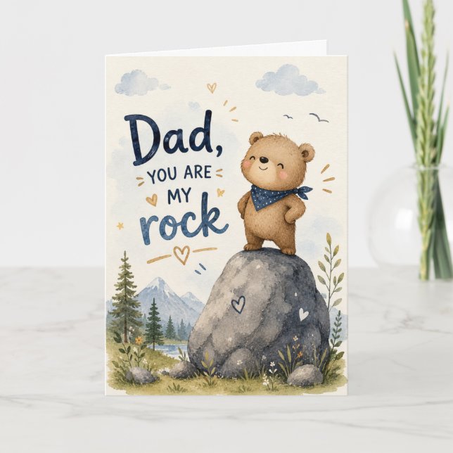 Pappa, du är min klippa Vattenfärg Björn Kort (Framsida)