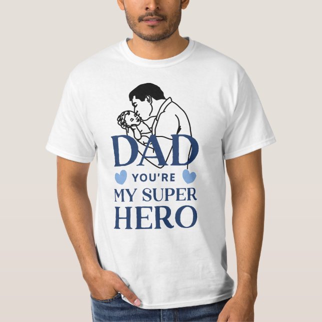 Pappa, du är min superhjälte t shirt (Framsida)