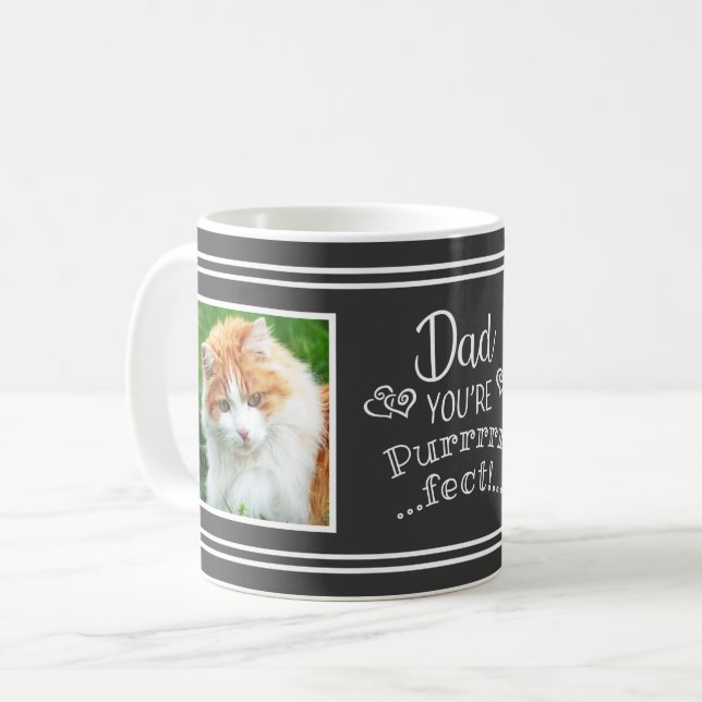 Pappa Du Är Purrfekt 2 Bilder Kolgrå Kaffemugg (Framsida vänster)