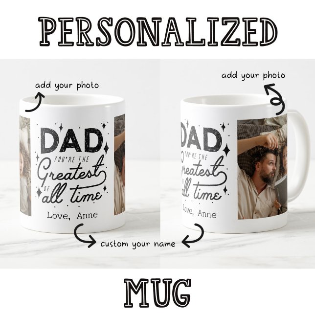 Pappa Du är Underbar hela Anpassningsbar två fotoå Kaffemugg (Skapare uppladdad)