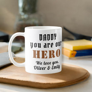 Pappa du är vår hjälte Fars dag familj Kaffemugg