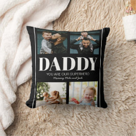 Pappa Du är vår superhjälte Photo Collage Modern Kudde