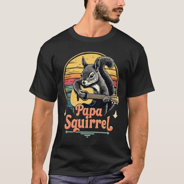 Pappa Ekorre som spelar gitarr - Retro musikdesign T Shirt (Framsida)