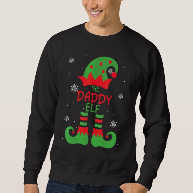 Pappa Elf Familj Matchande Grupp Julkläder  Lång Ärmad Tröja (Framsida)