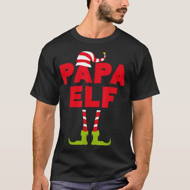 Pappa Elf Funny Matchande juldräktighet T Shirt (Framsida)