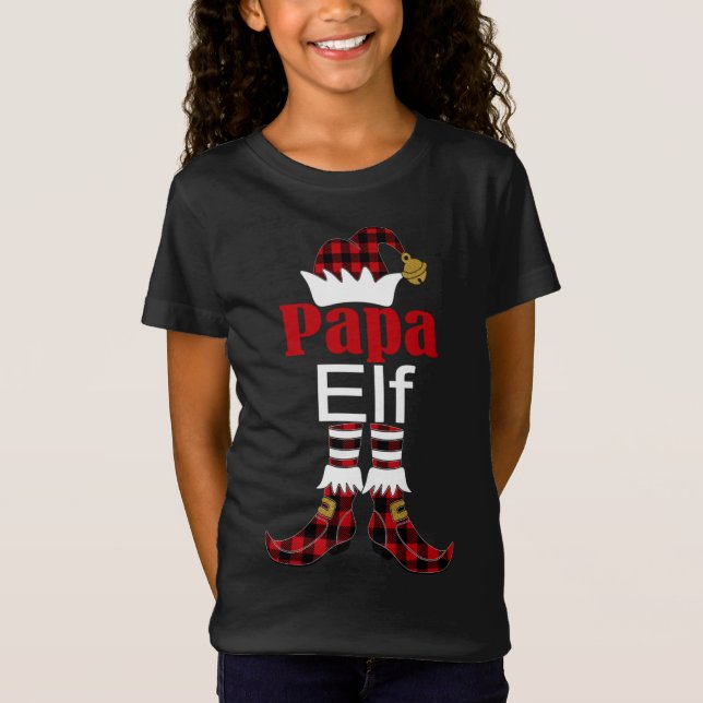 Pappa Elf jul Buffalo Play Matching Familj T Shirt (Framsida)
