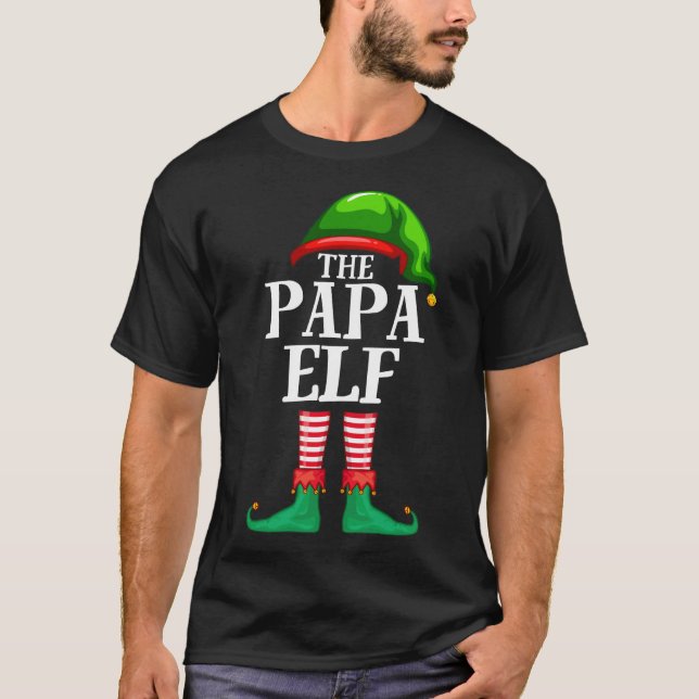 Pappa Elf Matching Family jul Pajama T Shirt (Framsida)