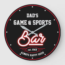 Pappa eller Any Namn Game Sports Pub Black Stor Klocka