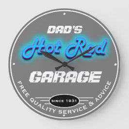 Pappa eller Any Namn Garage Grått Faux Neon Titta  Stor Klocka