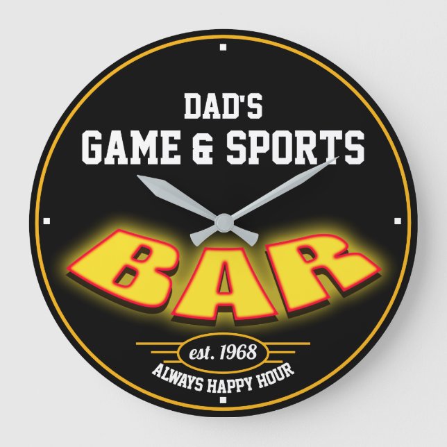 Pappa eller någon känd lek- & sportpubsvart - stor klocka (Framsida)