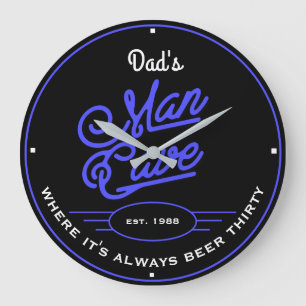 Pappa eller någon Namn Man Cave Retro Blue med Sl Stor Klocka