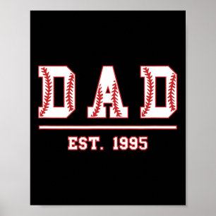 Pappa Est. 1995 Softball Fars dag Birthday Vintag Poster