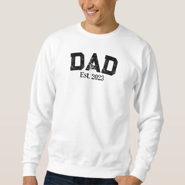 Pappa Est. 2023 Personlig Svettskjorta Lång Ärmad Tröja (Framsida)