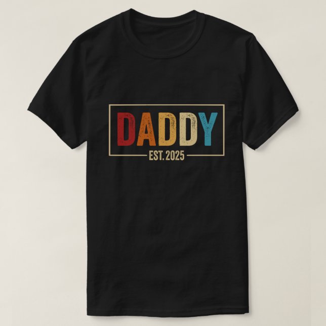 Pappa Est. 2025 års New Pappa Fars dag Gift Pregna T Shirt (Design framsida)