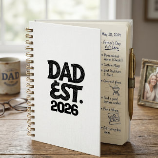 Pappa Est 2026 Stolt Pappa Sedan Anteckningsbok