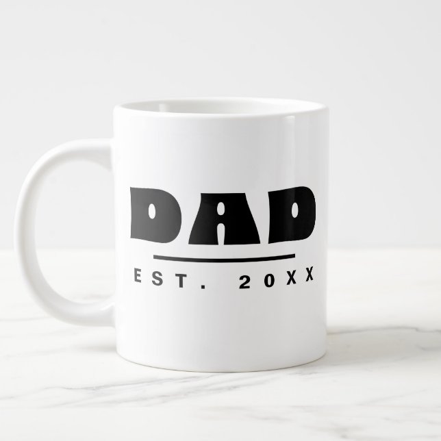 Pappa Est. 20XX Modern Typografi Jättekaffemugg Jumbo Mugg (Vänster)