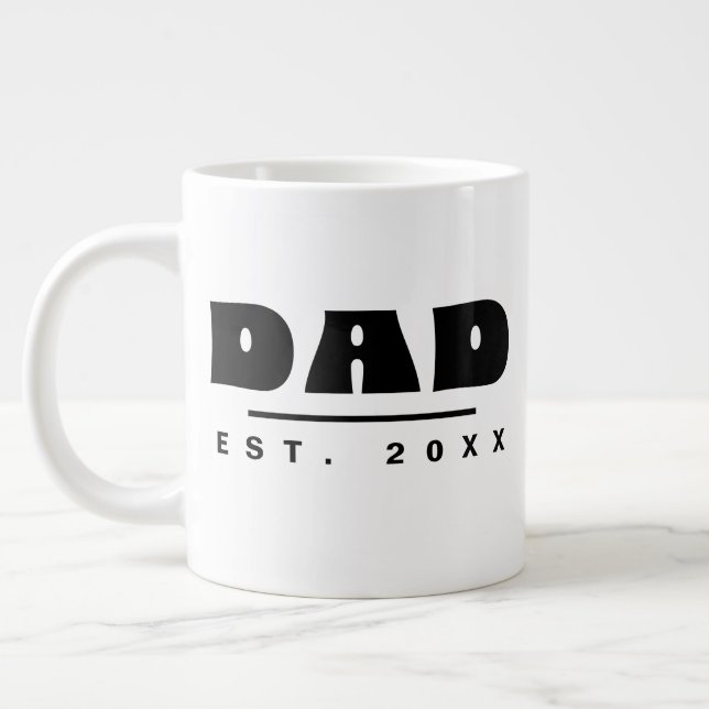 Pappa Est. 20XX Modern Typografi Jättekaffemugg Jumbo Mugg (Vänster)