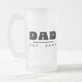 Pappa Est. 20XX Modern Typografi Svart Frostat Ölglas
