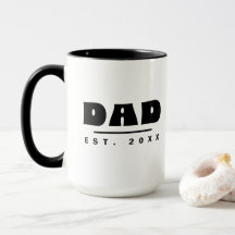 Pappa Est. 20XX Modern Typografi Svart & Vitt