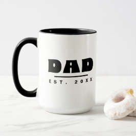 Pappa Est. 20XX Modern Typografi Svart & Vitt Mugg